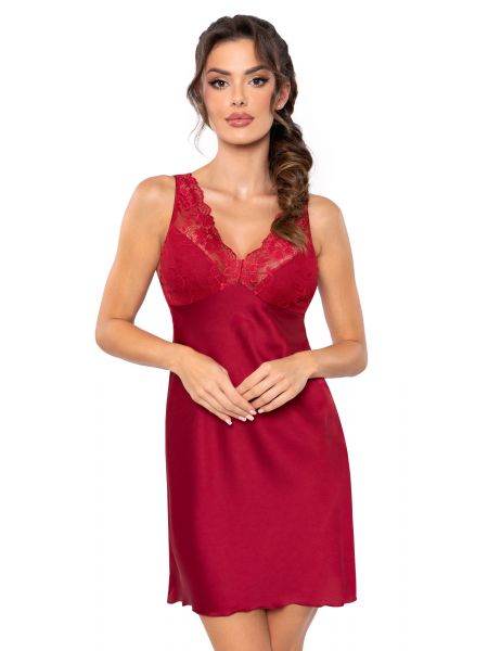 Satin-Top mit Spitze – Mari, bordeauxrot - 2