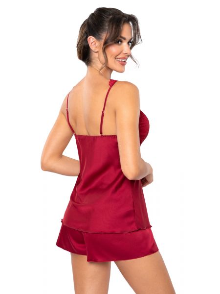 Satin-Pyjama mit Spitze - Mari 1/2 kastanienbraun - 3