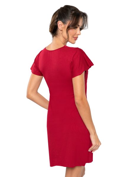 Elegantes Nachthemd mit Ärmeln – Luiza in Bordeauxrot - 3
